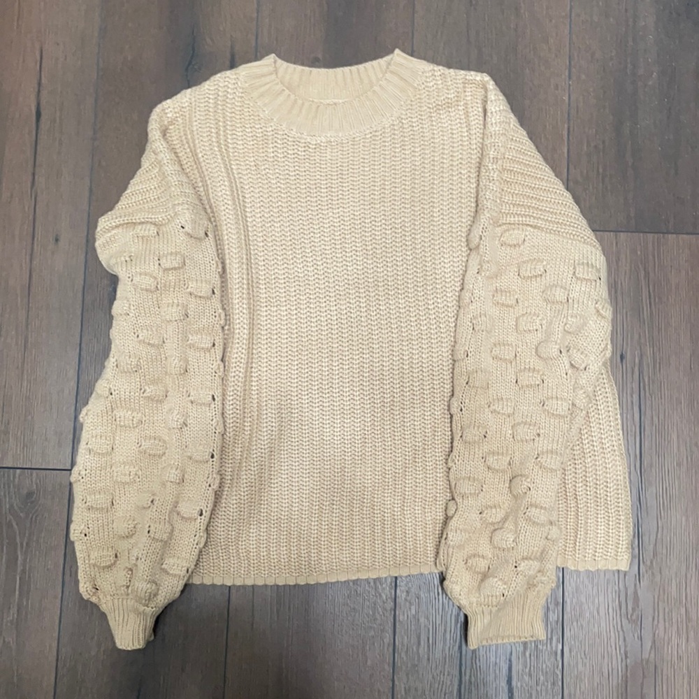 New Pink Lily Accent Sleeve Sweater